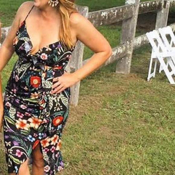 COOPER ST Gardenia Vintage Drape Black Floral Midi Dress NWT - Picture 5 of 11